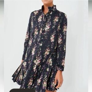 Pink Long Sleeve Mandarin Collar Dress for Work